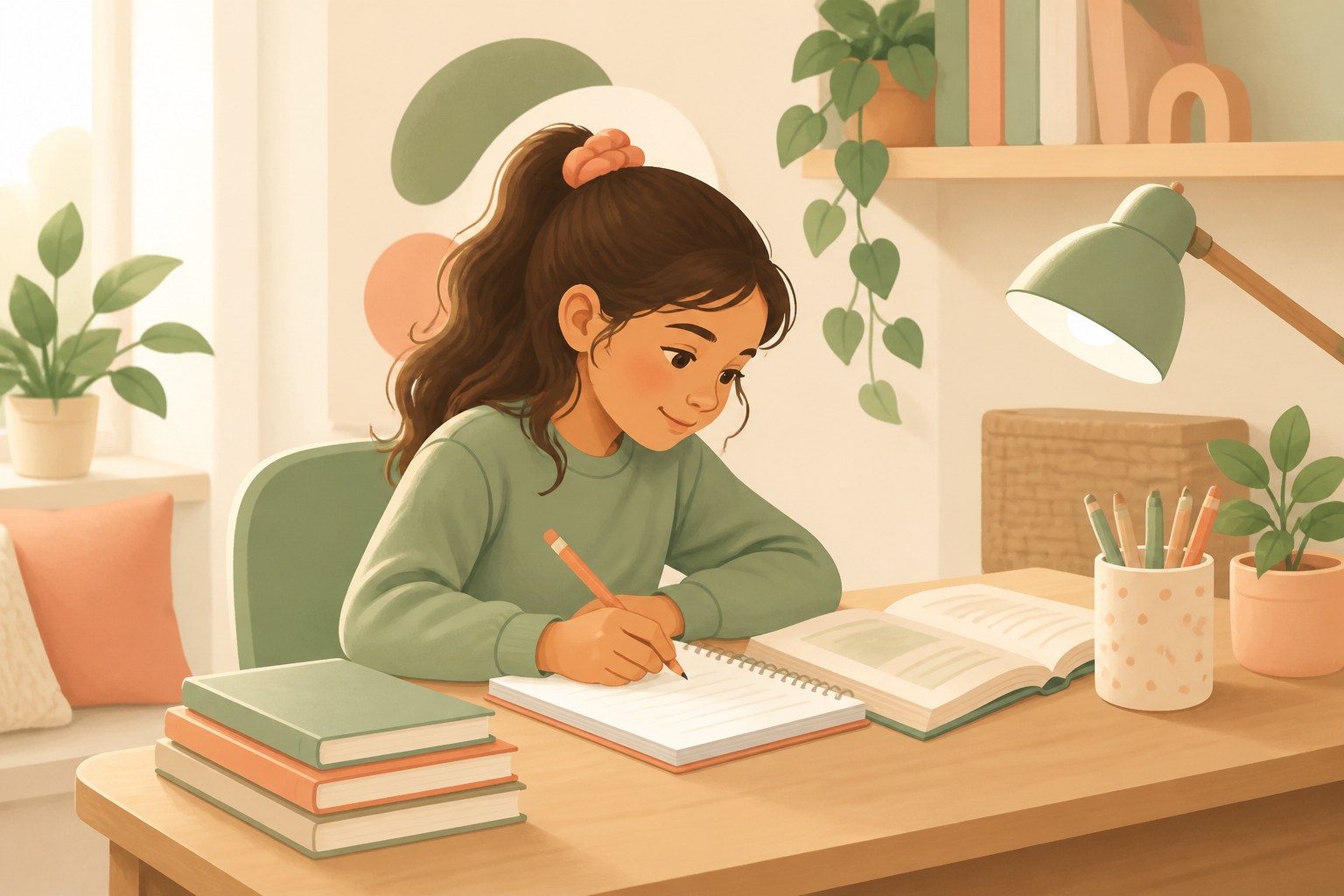 After School Program — older child studying in a cozy learning space
